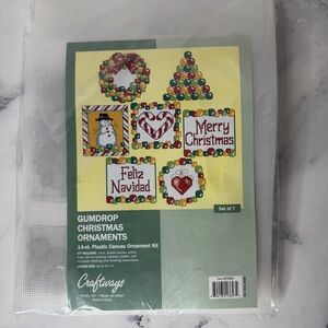 Craftways Gumdrop Christmas Ornaments Plastic Canvas Kit – Set of 7 – New Sealed